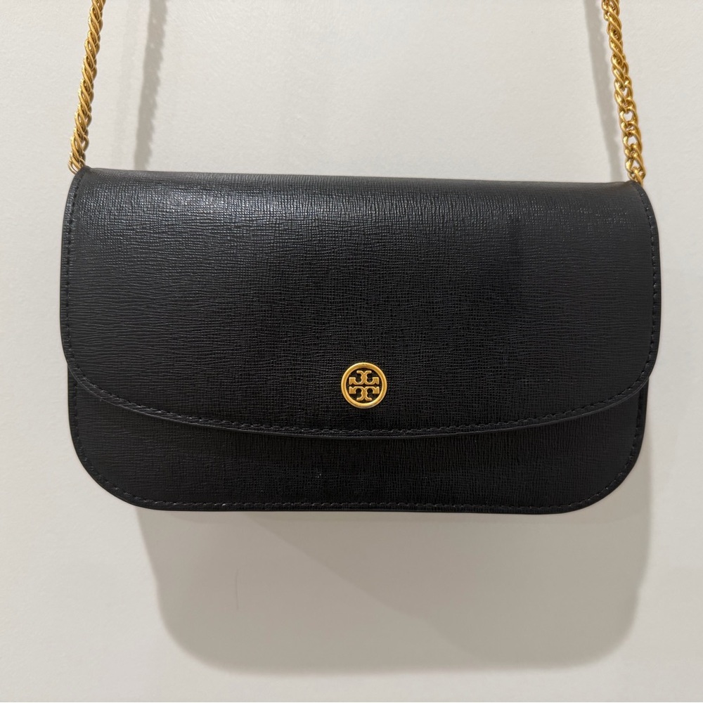 Tory Burch Black leather and Gold Crossbody Bag